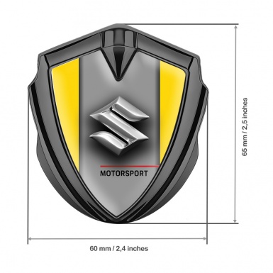 Suzuki Emblem Trunk Badge Graphite Yellow Frame Chrome Logo Design