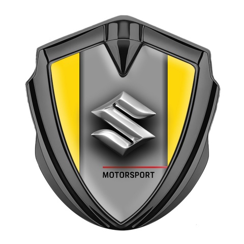 Suzuki Emblem Trunk Badge Graphite Yellow Frame Chrome Logo Design