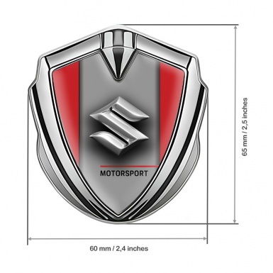 Suzuki Emblem Self Adhesive Silver Red Frame Chrome Logo Edition