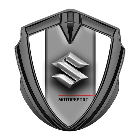 Suzuki Metal Emblem Badge Graphite White Frame Chrome Logo Edition