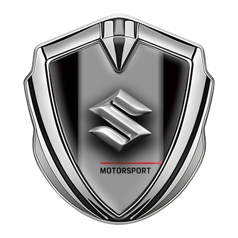 Suzuki Domed Emblem Badge Silver Black Frame Motorsport Logo