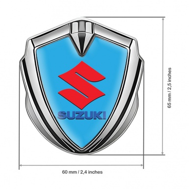 Suzuki Emblem Ornament Silver Ice Blue Crimson Logo Edition