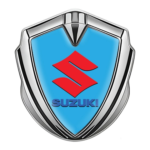 Suzuki Emblem Ornament Silver Ice Blue Crimson Logo Edition