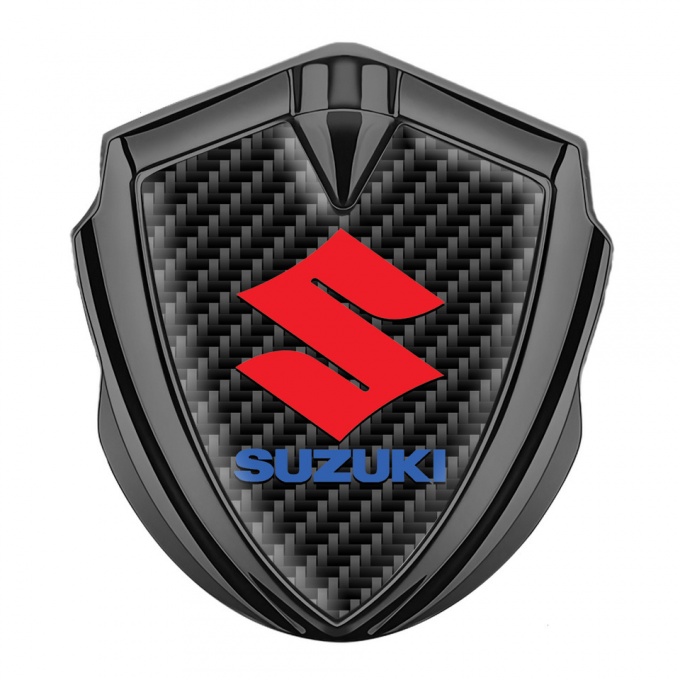 Suzuki Emblem Metal Badge Graphite Black Carbon Crimson Logo Design