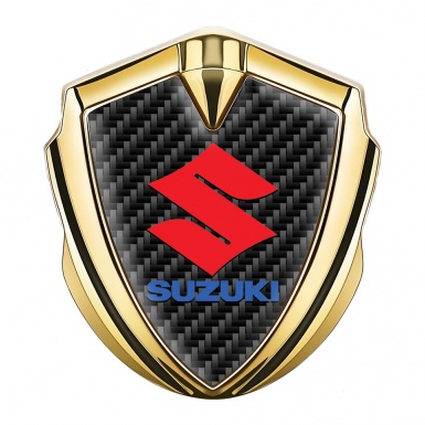 Suzuki Emblem Metal Badge Gold Black Carbon Crimson Logo Design