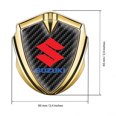 Suzuki Emblem Metal Badge Gold Black Carbon Crimson Logo Design