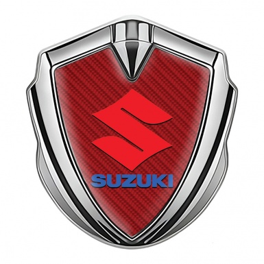 Suzuki 3d Emblem Badge Silver Red Carbon Crimson Logo Edition