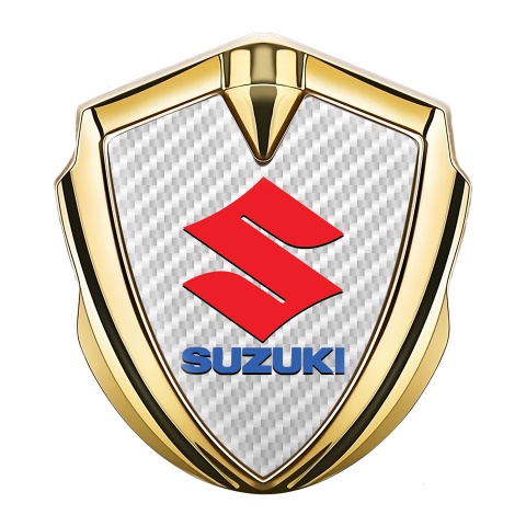 Suzuki Silicon Emblem Gold White Carbon Crimson Logo Edition