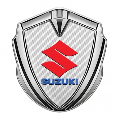 Suzuki Silicon Emblem Silver White Carbon Crimson Logo Edition