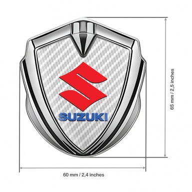 Suzuki Silicon Emblem Silver White Carbon Crimson Logo Edition