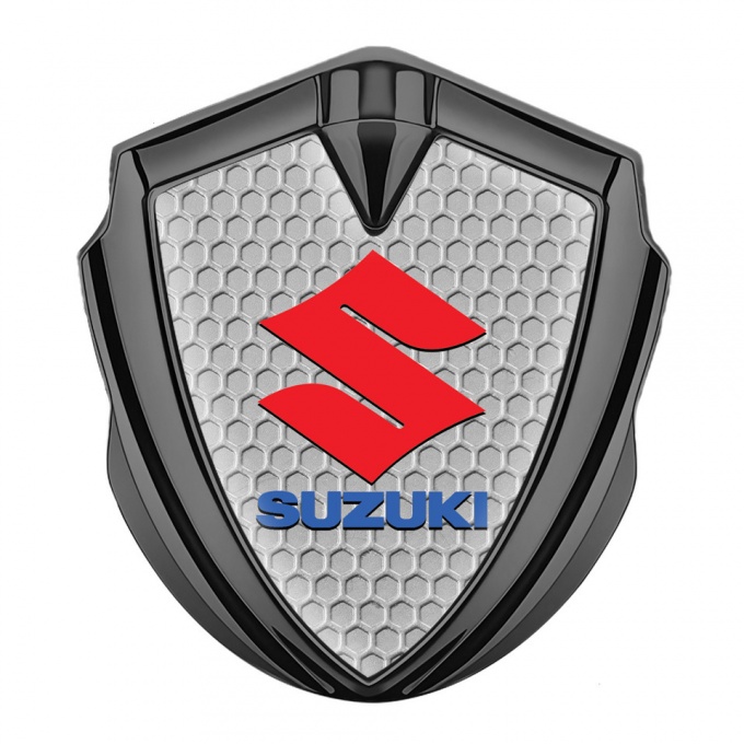 Suzuki Emblem Car Badge Graphite Honeycomb Crimson Logo Edition