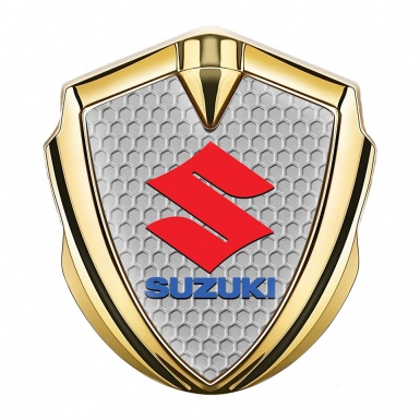 Suzuki Emblem Car Badge Gold Honeycomb Crimson Logo Edition