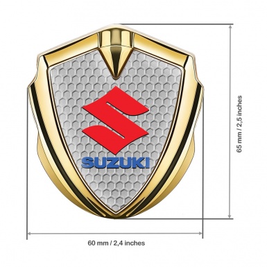 Suzuki Emblem Car Badge Gold Honeycomb Crimson Logo Edition