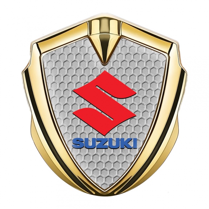 Suzuki Emblem Car Badge Gold Honeycomb Crimson Logo Edition