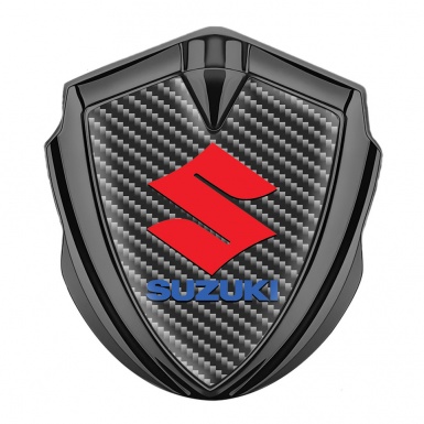 Suzuki Metal Domed Emblem Graphite Dark Carbon Crimson Logo Design