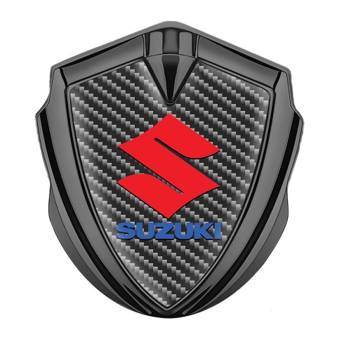 Suzuki Metal Domed Emblem Graphite Dark Carbon Crimson Logo Design