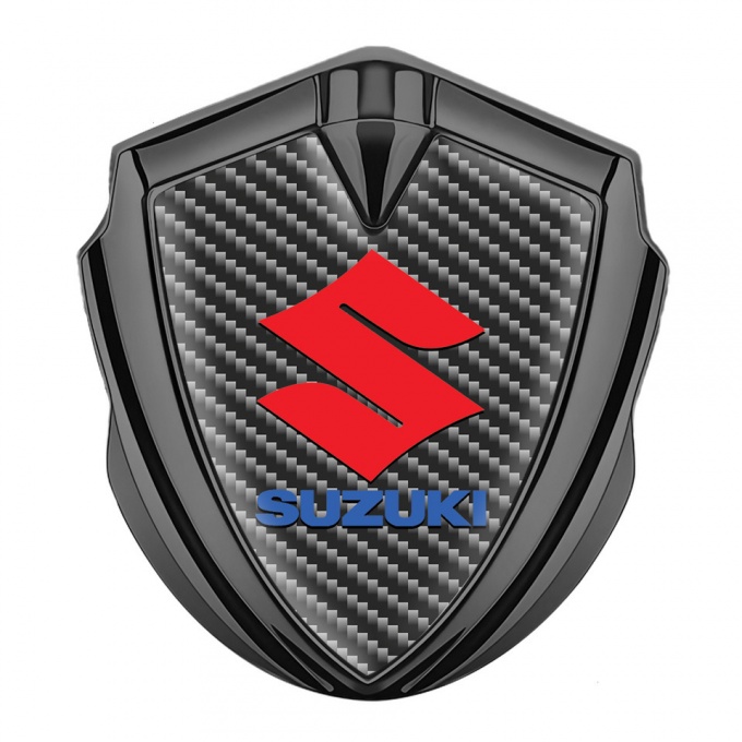 Suzuki Metal Domed Emblem Graphite Dark Carbon Crimson Logo Design