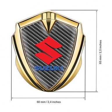 Suzuki Metal Domed Emblem Gold Dark Carbon Crimson Logo Design