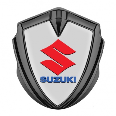 Suzuki Badge Self Adhesive Graphite Grey Base Crimson Logo Design