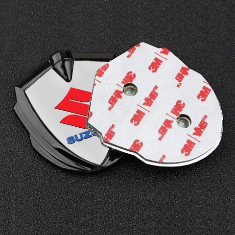 Suzuki Badge Self Adhesive Graphite Grey Base Crimson Logo Design