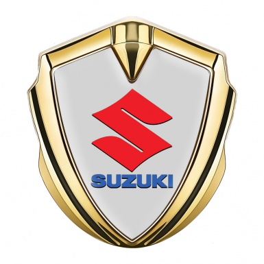 Suzuki Badge Self Adhesive Gold Grey Base Crimson Logo Design