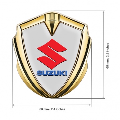 Suzuki Badge Self Adhesive Gold Grey Base Crimson Logo Design