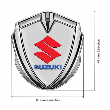 Suzuki Badge Self Adhesive Silver Grey Base Crimson Logo Design