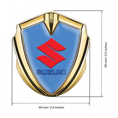 Suzuki Badge Self Adhesive Gold Glacial Blue Crimson Logo Design