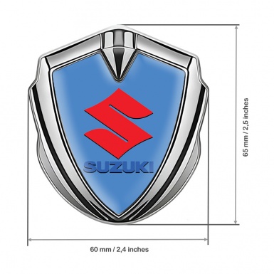 Suzuki Badge Self Adhesive Silver Glacial Blue Crimson Logo Design