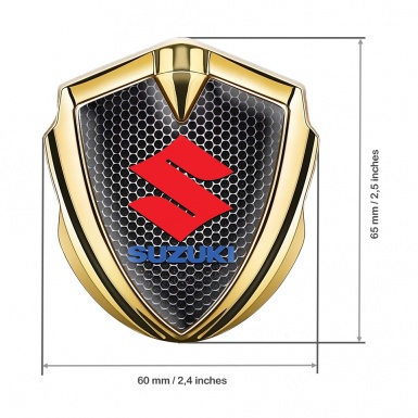 Suzuki Emblem Badge Self Adhesive Gold Dark Grate Crimson Logo