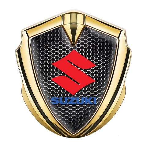 Suzuki Emblem Badge Self Adhesive Gold Dark Grate Crimson Logo