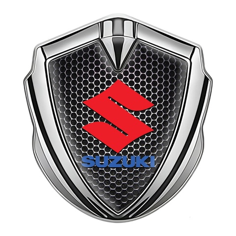 Suzuki Emblem Badge Self Adhesive Silver Dark Grate Crimson Logo