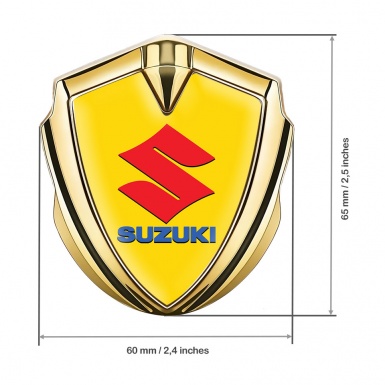 Suzuki Metal Emblem Self Adhesive Gold Yellow Print Crimson Logo