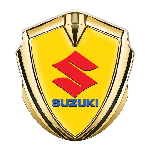 Suzuki Metal Emblem Self Adhesive Gold Yellow Print Crimson Logo