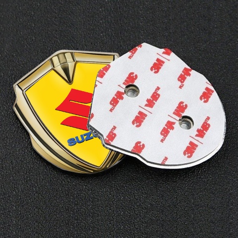 Suzuki Metal Emblem Self Adhesive Gold Yellow Print Crimson Logo