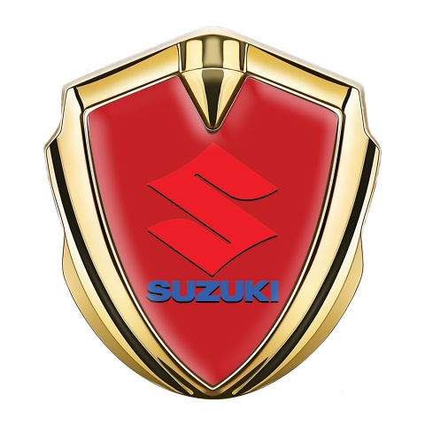 Suzuki Fender Emblem Badge Gold Red Print Crimson Logo Design