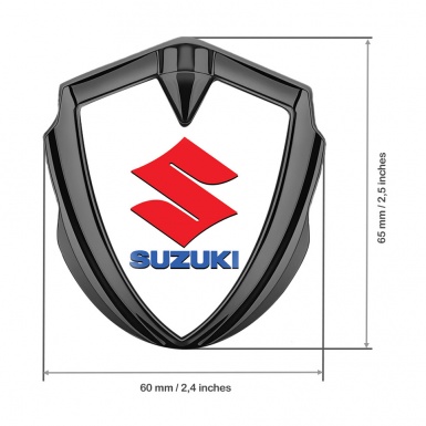 Suzuki Emblem Trunk Badge Graphite White Print Crimson Logo Design