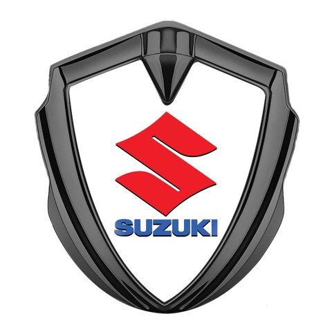 Suzuki Emblem Trunk Badge Graphite White Print Crimson Logo Design