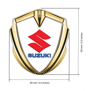 Suzuki Emblem Trunk Badge Gold White Print Crimson Logo Design