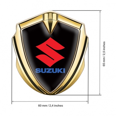 Suzuki Emblem Self Adhesive Gold Black Print Crimson Logo Design