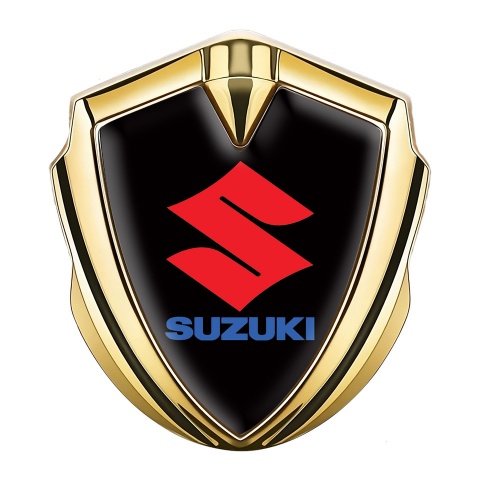 Suzuki Emblem Self Adhesive Gold Black Print Crimson Logo Design