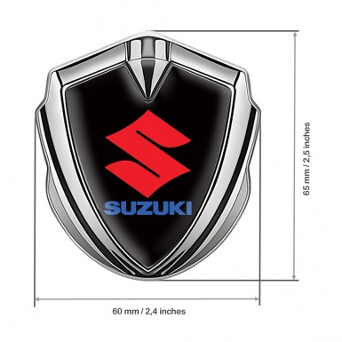 Suzuki Emblem Self Adhesive Silver Black Print Crimson Logo Design