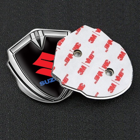 Suzuki Emblem Self Adhesive Silver Black Print Crimson Logo Design