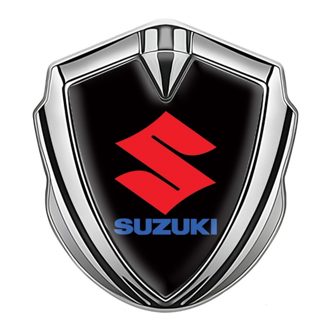 Suzuki Emblem Self Adhesive Silver Black Print Crimson Logo Design