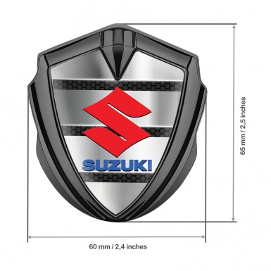 Suzuki Metal Emblem Badge Graphite Hex Pattern Crimson Logo Edition