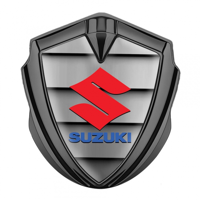 Suzuki Domed Emblem Badge Graphite Grille Effect Crimson Logo Edition