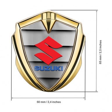 Suzuki Domed Emblem Badge Gold Grille Effect Crimson Logo Edition