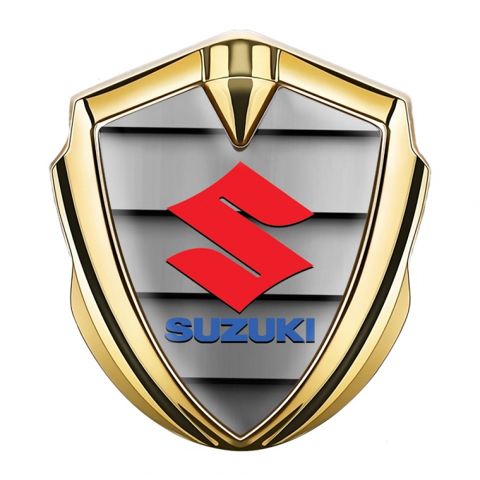 Suzuki Domed Emblem Badge Gold Grille Effect Crimson Logo Edition