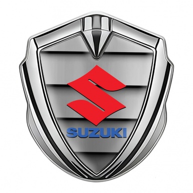 Suzuki Domed Emblem Badge Silver Grille Effect Crimson Logo Edition