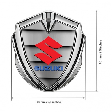 Suzuki Domed Emblem Badge Silver Grille Effect Crimson Logo Edition